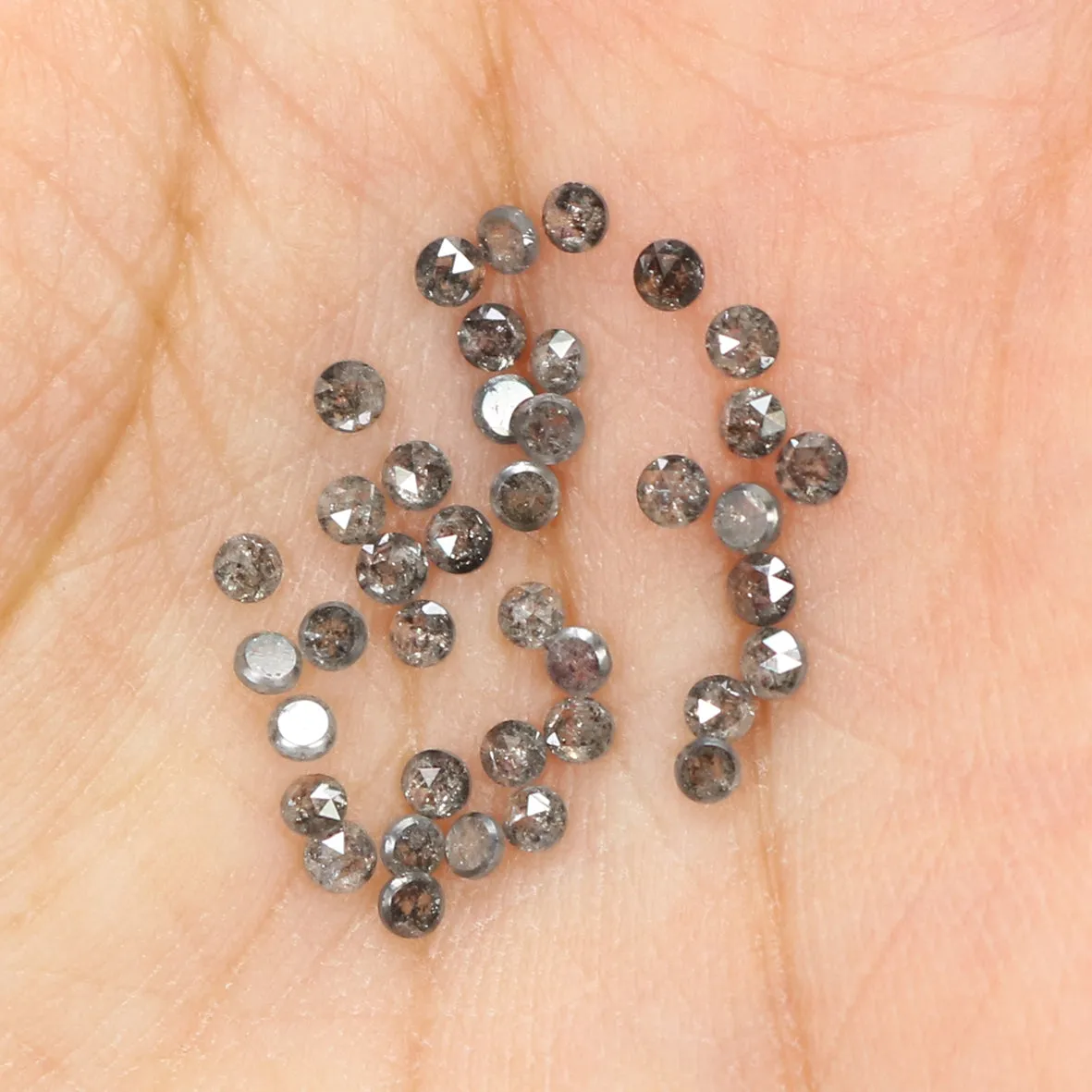 Natural Loose Round Rose Cut Salt And Pepper Diamond Black Grey Color 1.09 CT 1.70 MM Rose Cut Shape Diamond L1818