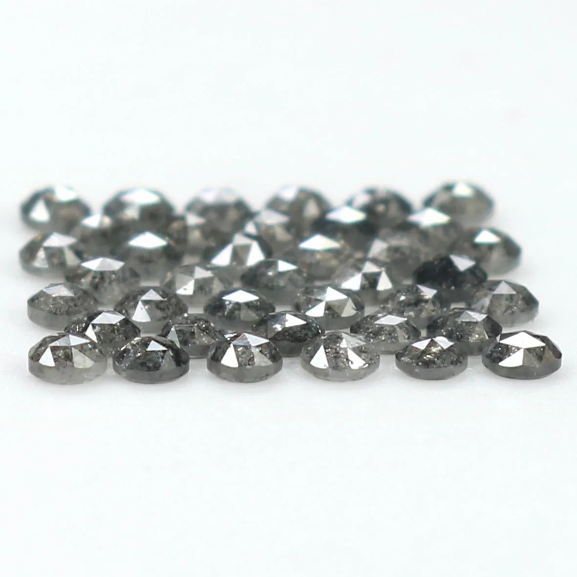 Natural Loose Round Rose Cut Salt And Pepper Diamond Black Grey Color 1.09 CT 1.70 MM Rose Cut Shape Diamond L1818