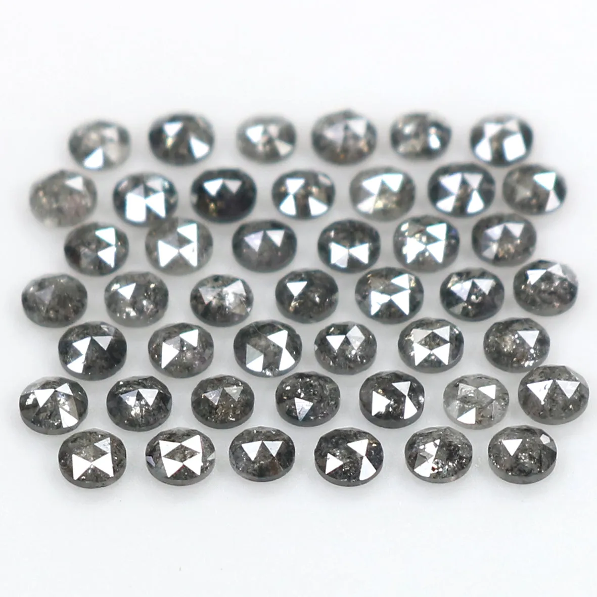 Natural Loose Round Rose Cut Salt And Pepper Diamond Black Grey Color 1.27 CT 1.70 MM Rose Cut Shape Diamond L1815