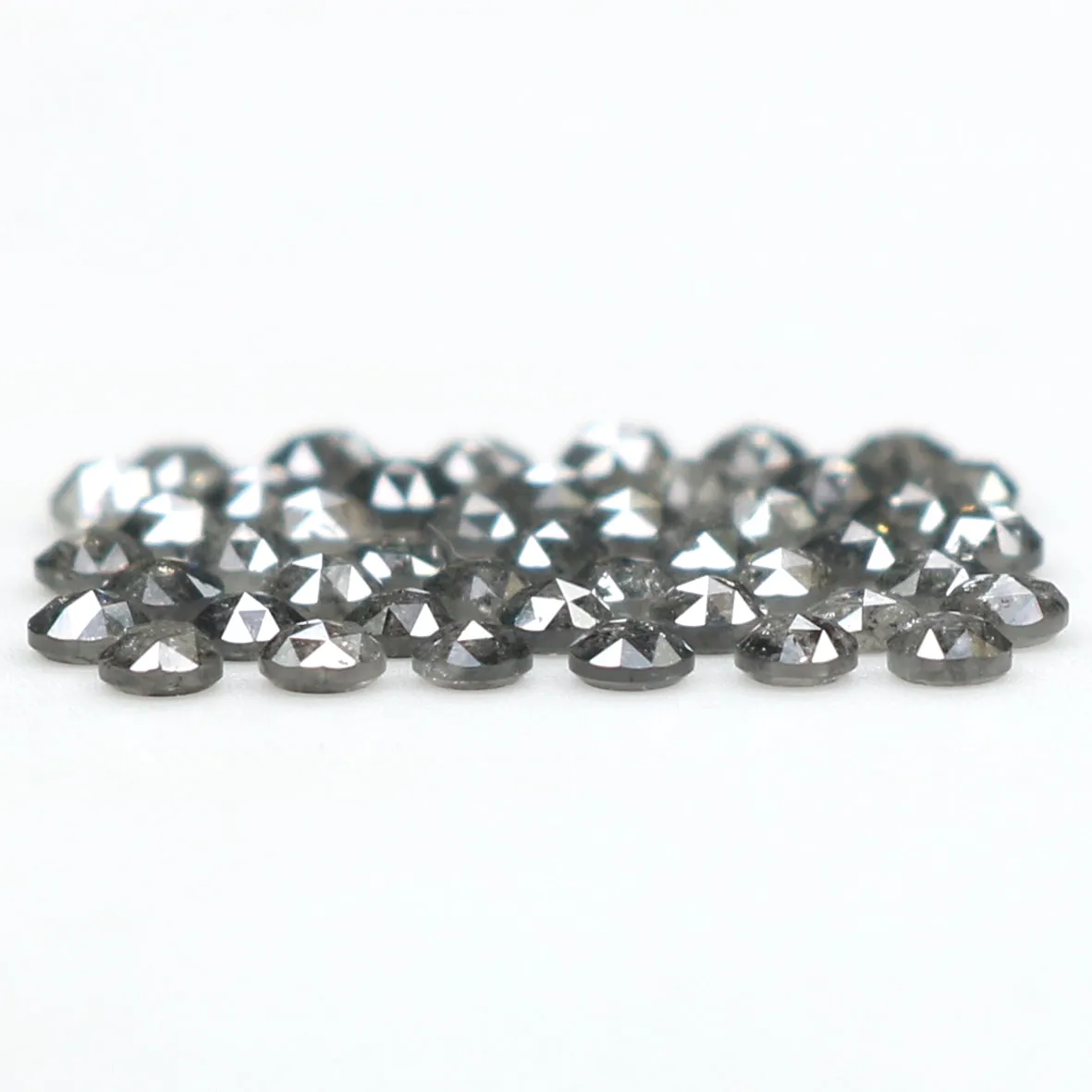 Natural Loose Round Rose Cut Salt And Pepper Diamond Black Grey Color 1.27 CT 1.70 MM Rose Cut Shape Diamond L1815