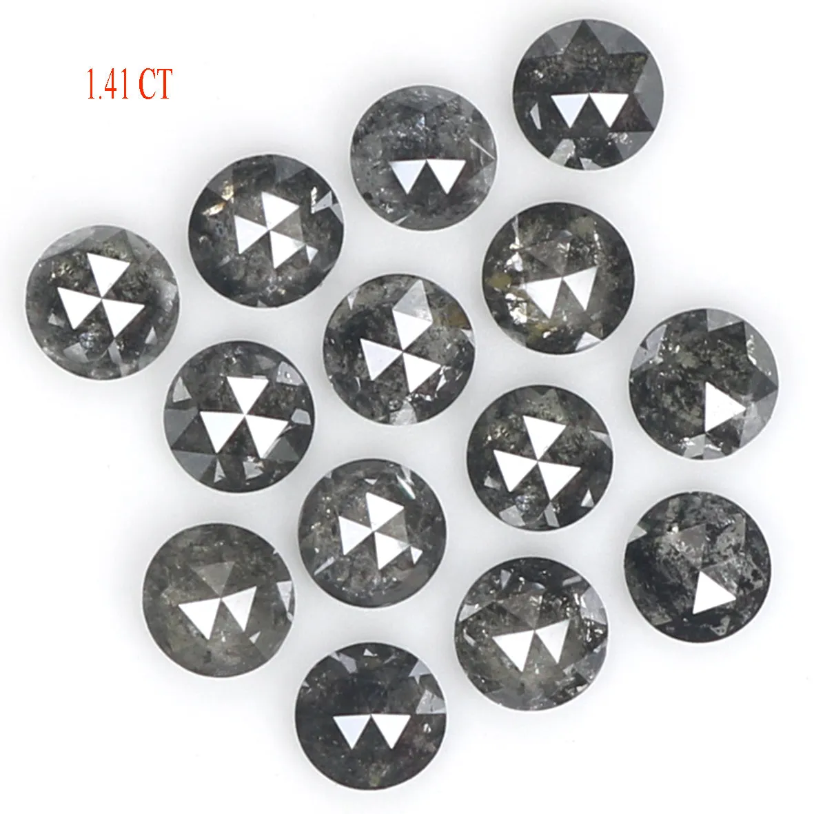 Natural Loose Round Rose Cut Salt And Pepper Diamond Black Grey Color 1.41 CT 2.70 MM Rose Cut Shape Diamond L1824