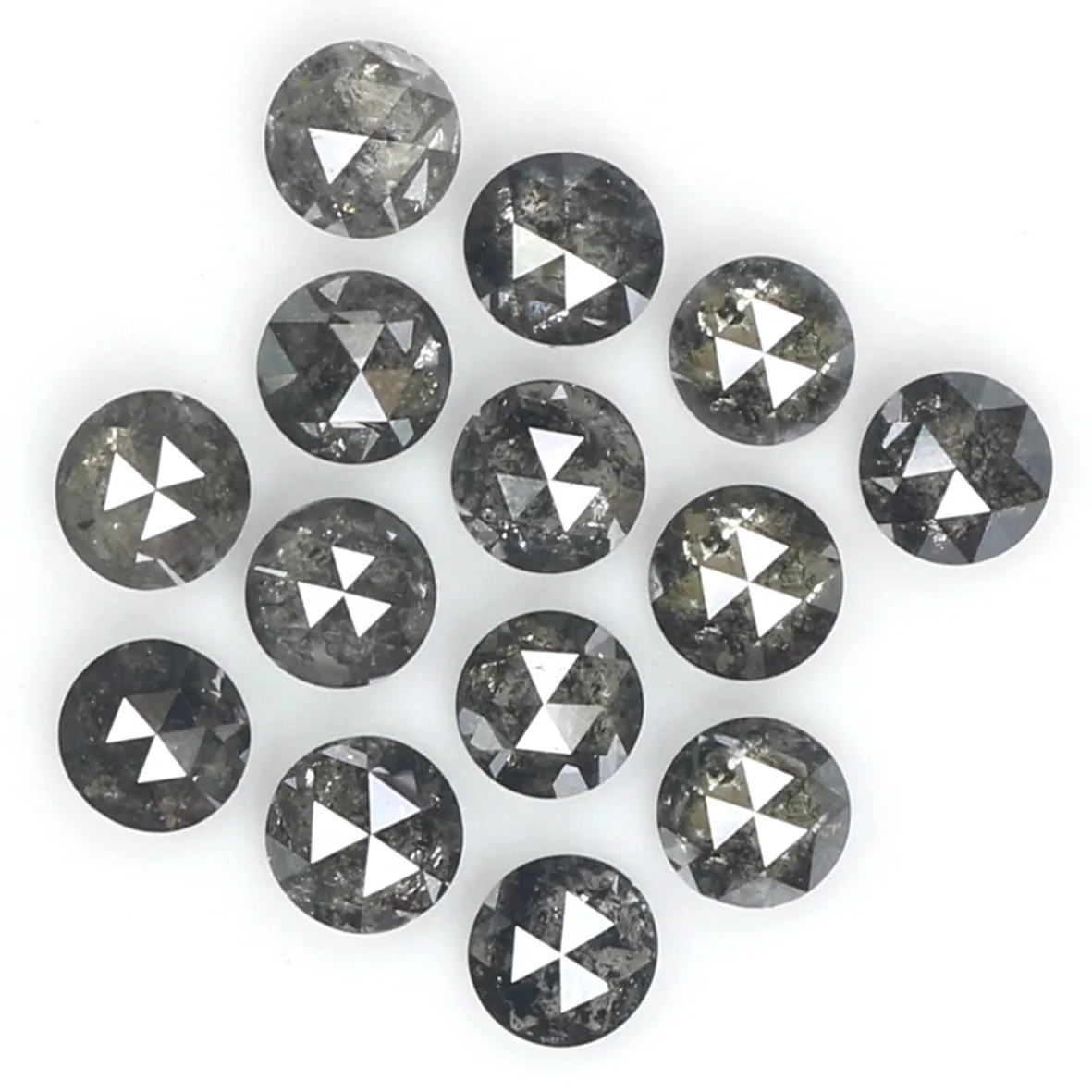 Natural Loose Round Rose Cut Salt And Pepper Diamond Black Grey Color 1.41 CT 2.70 MM Rose Cut Shape Diamond L1824