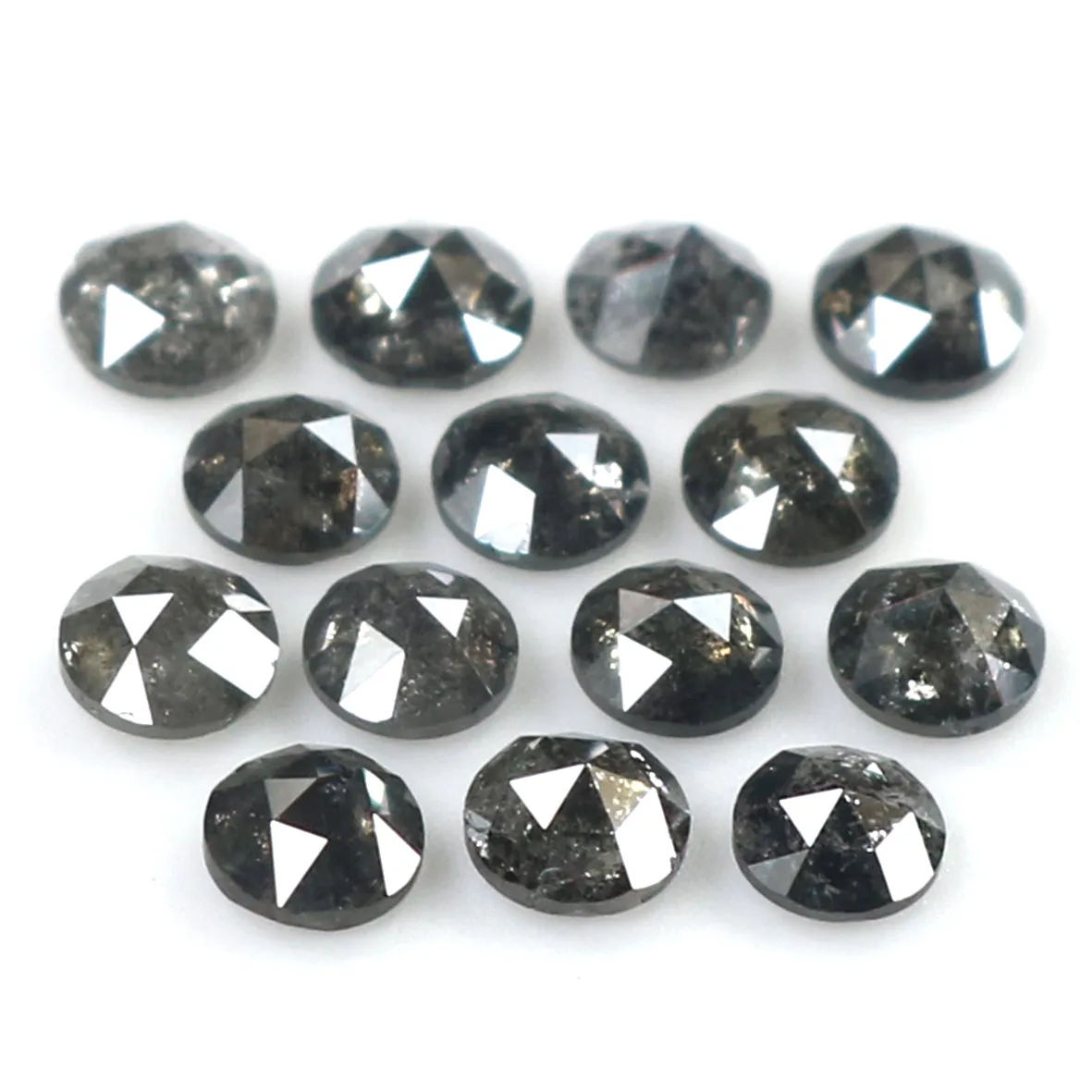 Natural Loose Round Rose Cut Salt And Pepper Diamond Black Grey Color 1.41 CT 2.70 MM Rose Cut Shape Diamond L1824