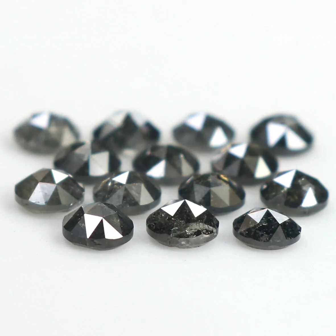 Natural Loose Round Rose Cut Salt And Pepper Diamond Black Grey Color 1.41 CT 2.70 MM Rose Cut Shape Diamond L1824