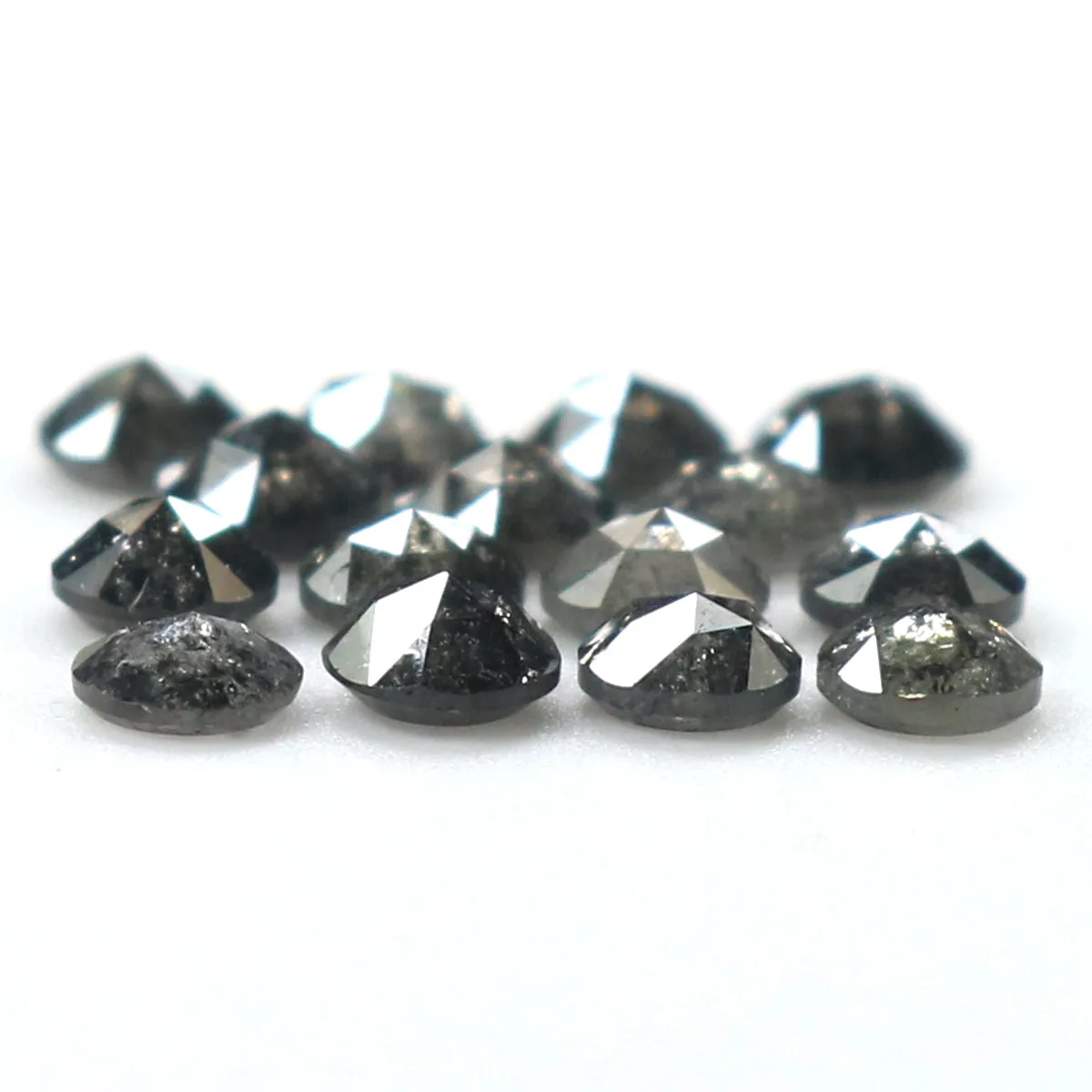 Natural Loose Round Rose Cut Salt And Pepper Diamond Black Grey Color 1.45 CT 2.70 MM Rose Cut Shape Diamond KDL1822