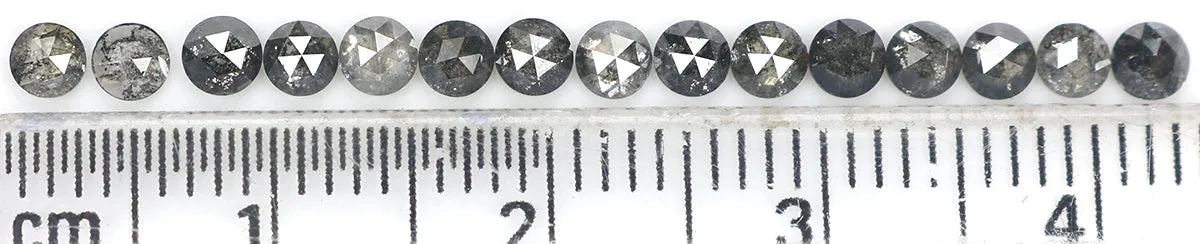 Natural Loose Round Rose Cut Salt And Pepper Diamond Black Grey Color 1.45 CT 2.70 MM Rose Cut Shape Diamond KDL1822