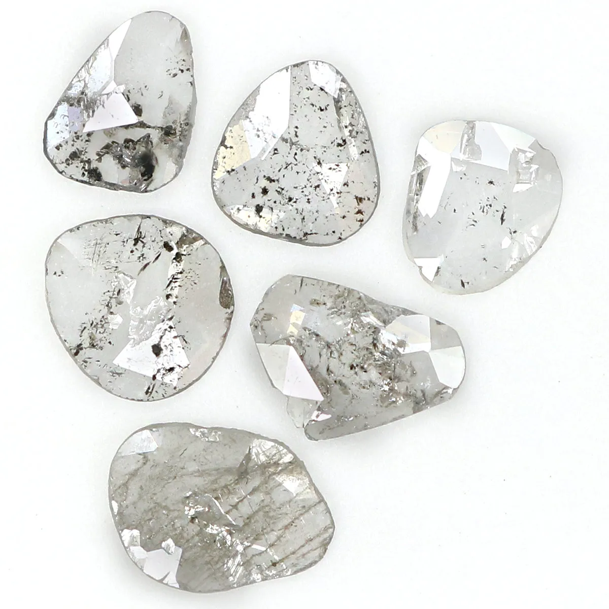 Natural Loose Slice Salt And Pepper Diamond Black Grey Color 0.81 CT 4.50 MM Slice Shape Rose Cut Diamond KR2427