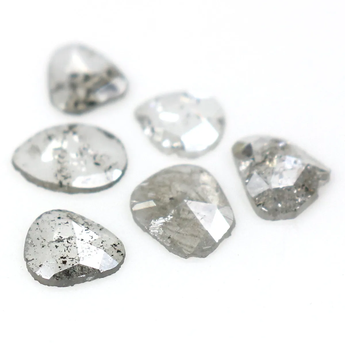 Natural Loose Slice Salt And Pepper Diamond Black Grey Color 0.81 CT 4.50 MM Slice Shape Rose Cut Diamond KR2427