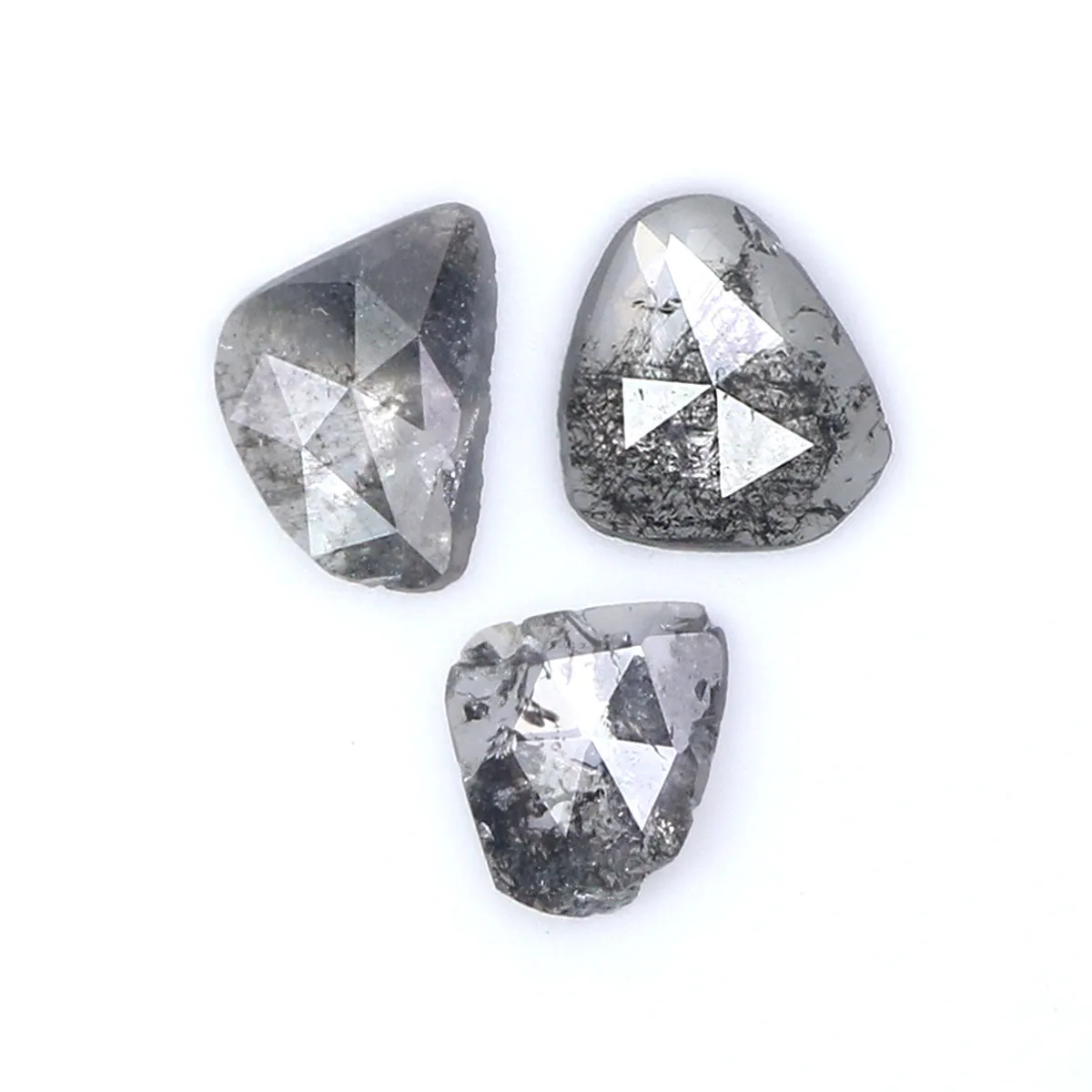 Natural Loose Slice Salt And Pepper Diamond Black Grey Color 0.90 CT 4.90 MM Slice Shape Rose Cut Diamond L1471