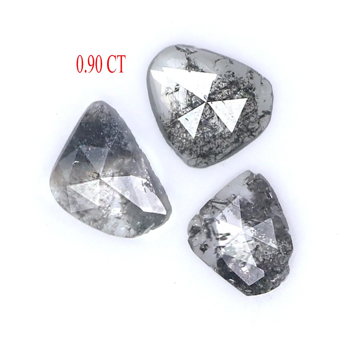 Natural Loose Slice Salt And Pepper Diamond Black Grey Color 0.90 CT 4.90 MM Slice Shape Rose Cut Diamond L1471