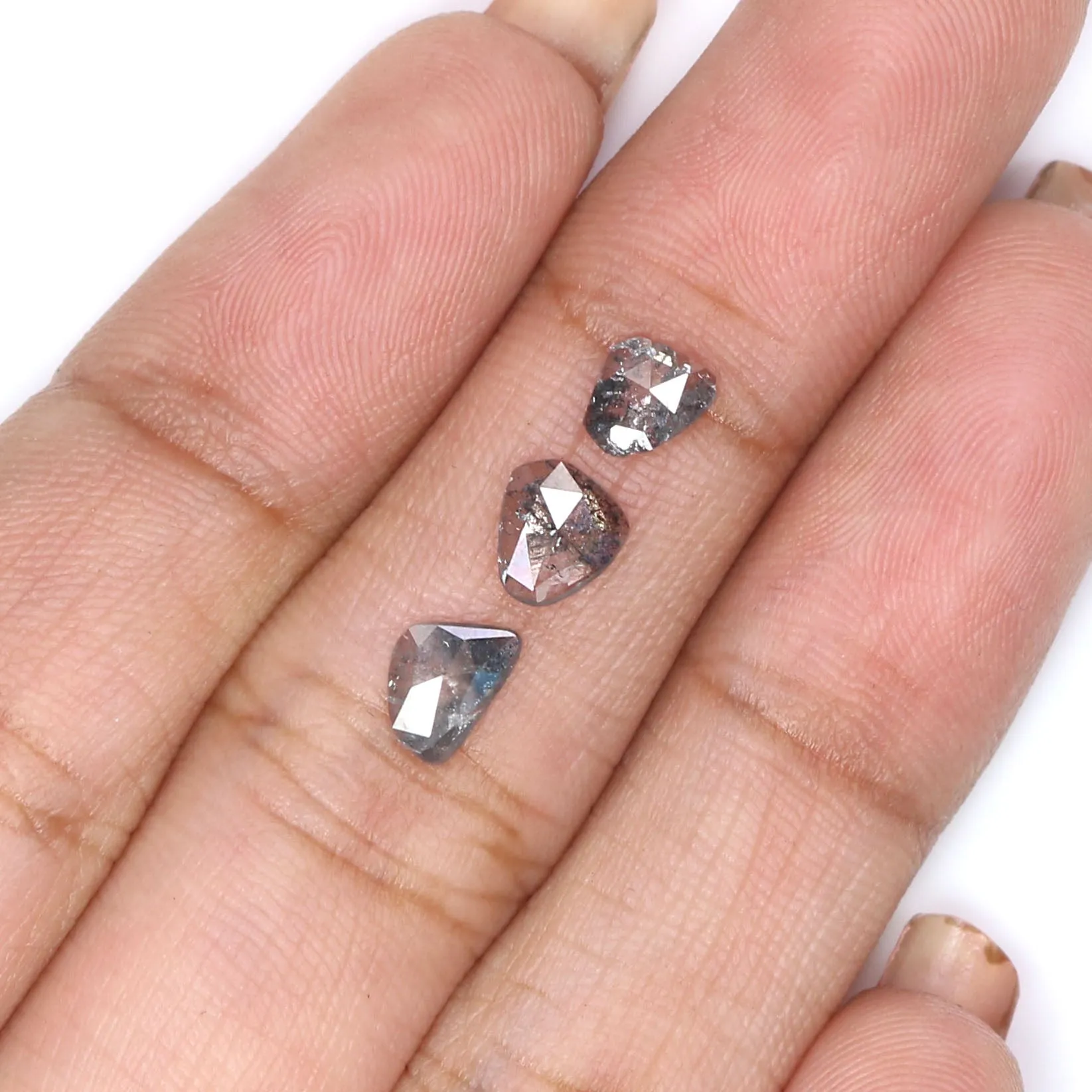 Natural Loose Slice Salt And Pepper Diamond Black Grey Color 0.90 CT 4.90 MM Slice Shape Rose Cut Diamond L1471