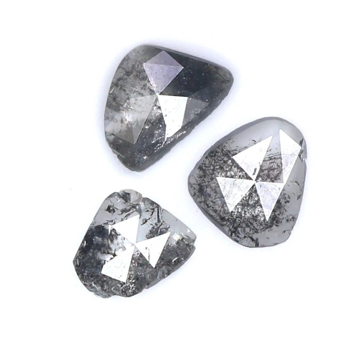 Natural Loose Slice Salt And Pepper Diamond Black Grey Color 0.90 CT 4.90 MM Slice Shape Rose Cut Diamond L1471