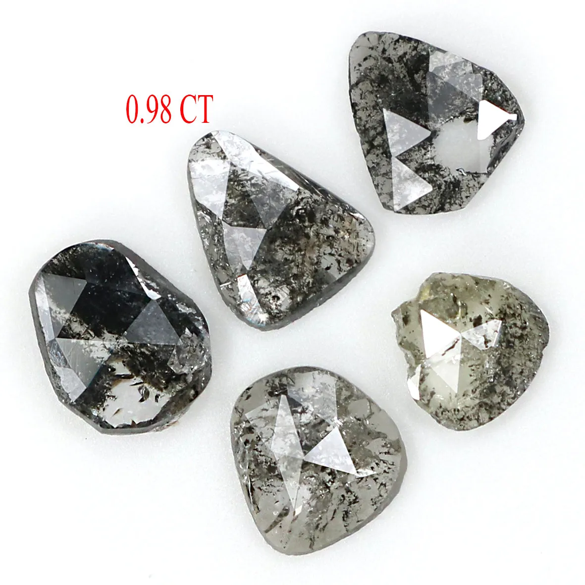 Natural Loose Slice Salt And Pepper Diamond Black Grey Color 0.98 CT 4.00 MM Slice Shape Rose Cut Diamond L1508