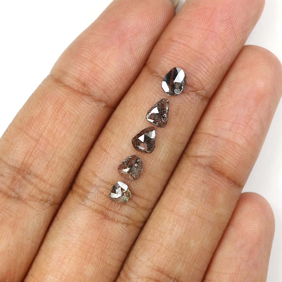 Natural Loose Slice Salt And Pepper Diamond Black Grey Color 0.98 CT 4.00 MM Slice Shape Rose Cut Diamond L1508