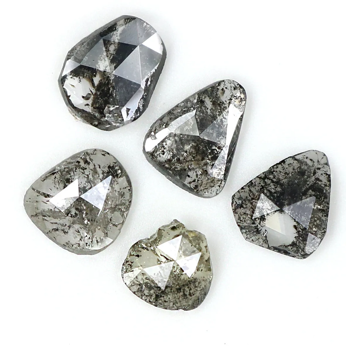 Natural Loose Slice Salt And Pepper Diamond Black Grey Color 0.98 CT 4.00 MM Slice Shape Rose Cut Diamond L1508