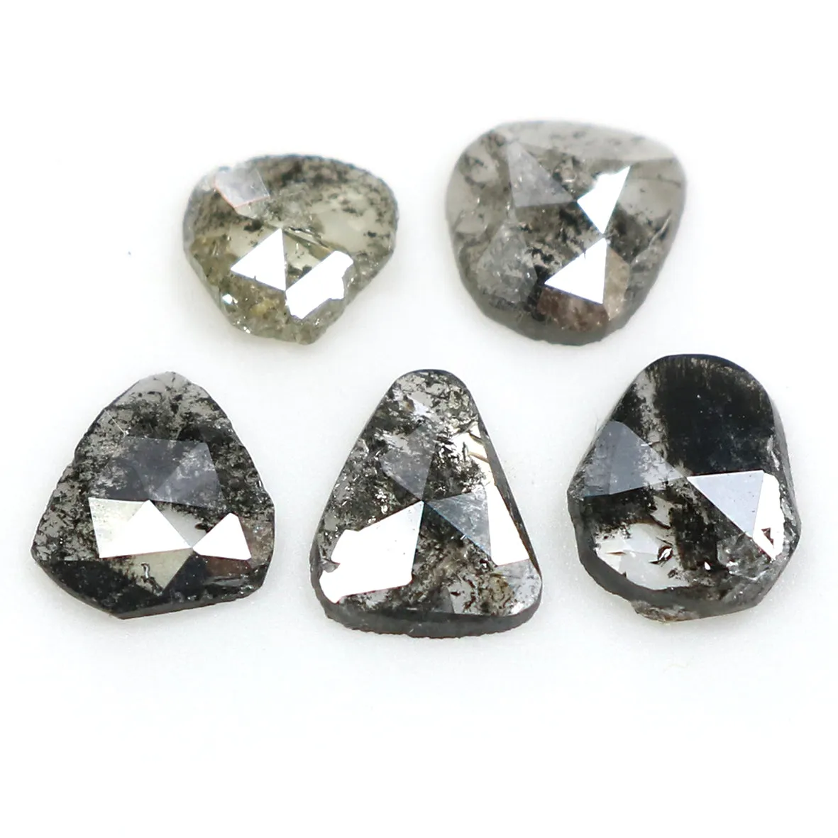 Natural Loose Slice Salt And Pepper Diamond Black Grey Color 0.98 CT 4.00 MM Slice Shape Rose Cut Diamond L1508