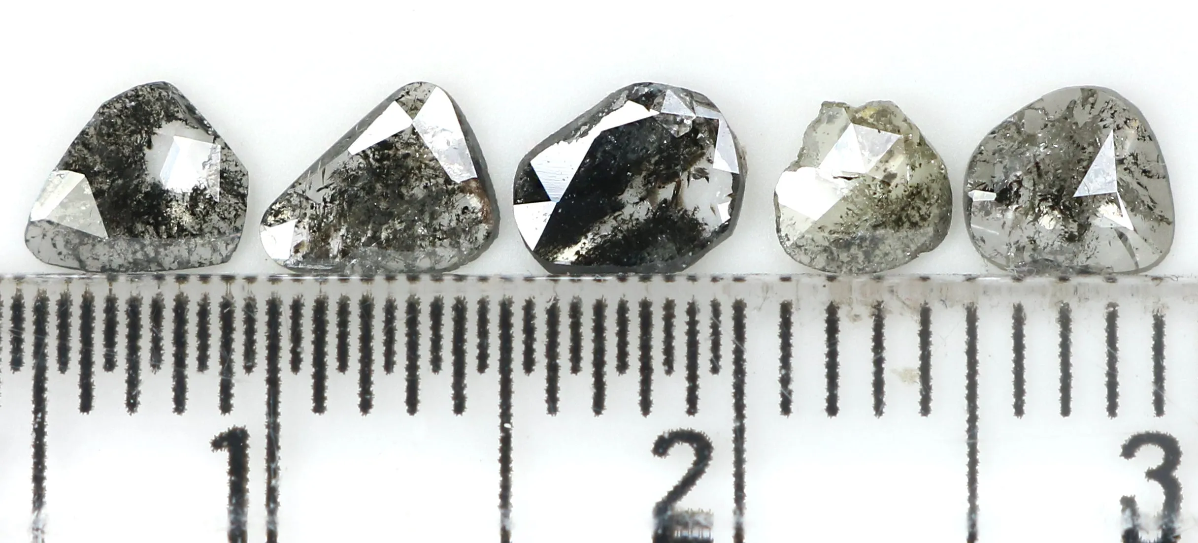 Natural Loose Slice Salt And Pepper Diamond Black Grey Color 0.98 CT 4.00 MM Slice Shape Rose Cut Diamond L1508