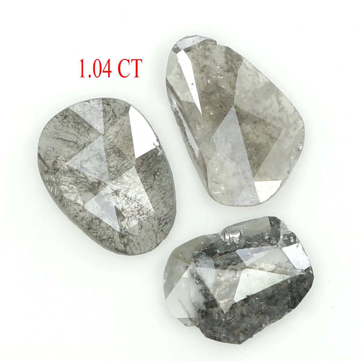 Natural Loose Slice Salt And Pepper Diamond Black Grey Color 1.04 CT 5.70 MM Slice Shape Rose Cut Diamond L1467