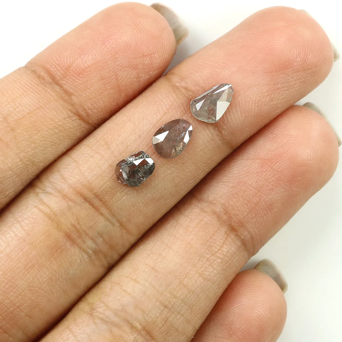 Natural Loose Slice Salt And Pepper Diamond Black Grey Color 1.04 CT 5.70 MM Slice Shape Rose Cut Diamond L1467