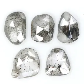 Natural Loose Slice Salt And Pepper Diamond Black Grey Color 1.06 CT 4.40 MM Slice Shape Rose Cut Diamond L1514