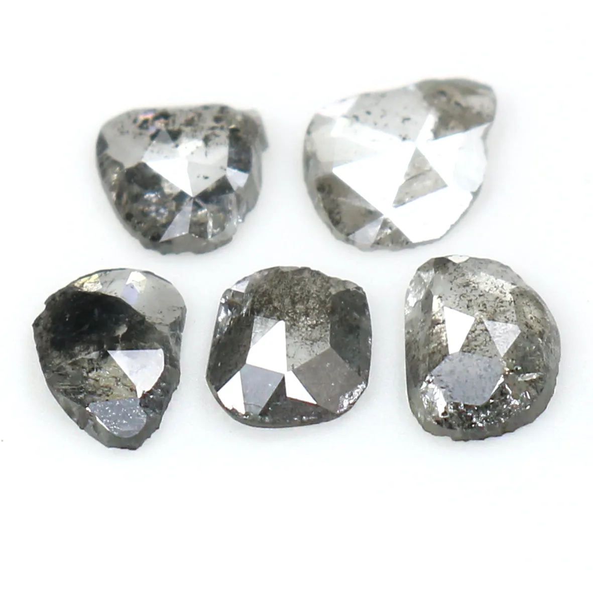 Natural Loose Slice Salt And Pepper Diamond Black Grey Color 1.06 CT 4.40 MM Slice Shape Rose Cut Diamond L1514