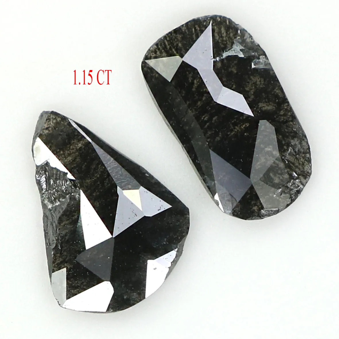 Natural Loose Slice Salt And Pepper Diamond Black Grey Color 1.15 CT 7.65 MM Slice Shape Rose Cut Diamond L1437