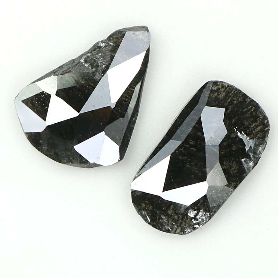 Natural Loose Slice Salt And Pepper Diamond Black Grey Color 1.15 CT 7.65 MM Slice Shape Rose Cut Diamond L1437