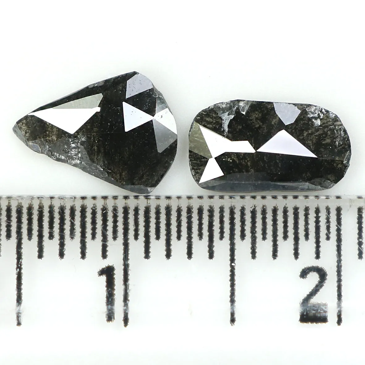 Natural Loose Slice Salt And Pepper Diamond Black Grey Color 1.15 CT 7.65 MM Slice Shape Rose Cut Diamond L1437