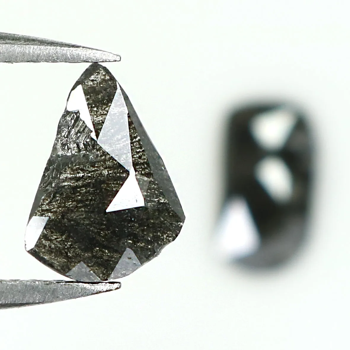 Natural Loose Slice Salt And Pepper Diamond Black Grey Color 1.15 CT 7.65 MM Slice Shape Rose Cut Diamond L1437