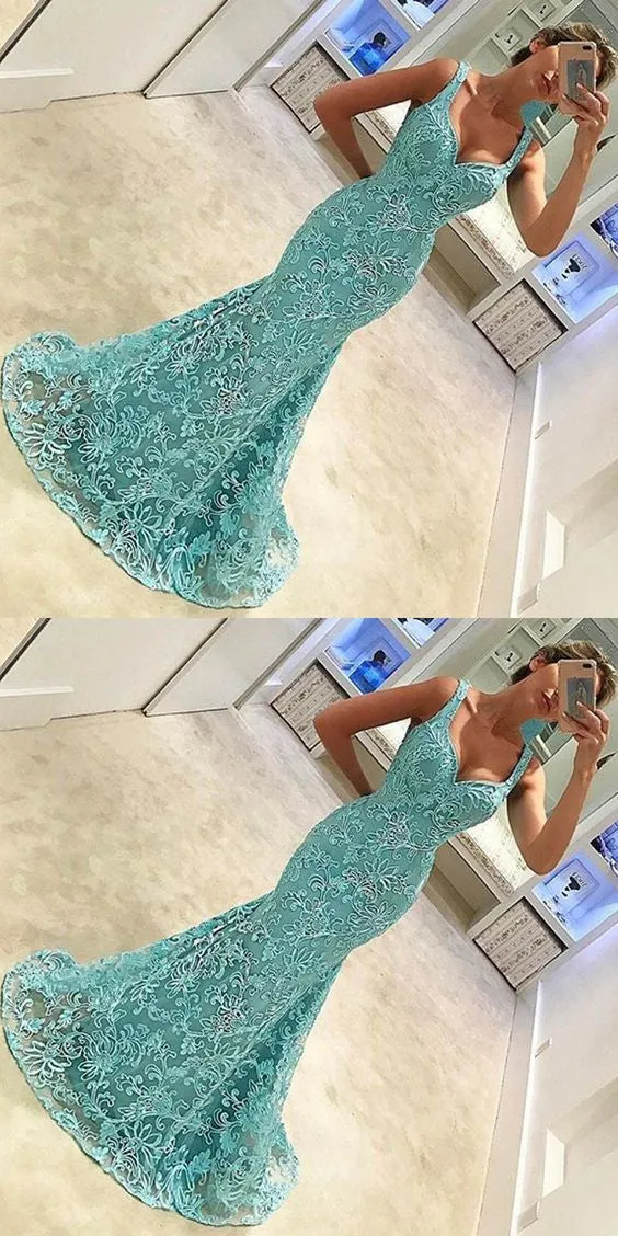 Newest Charming Green Lace Mermaid Sweetheart Sexy Evening Party Bridal Gown Prom Dresses,PD0084