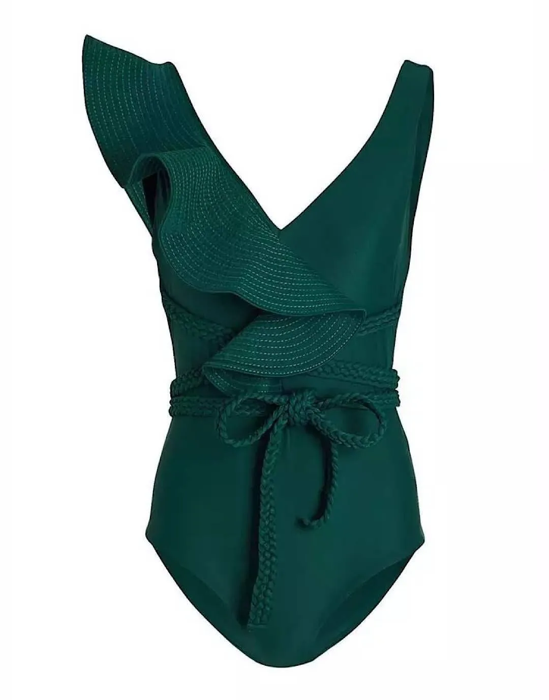 One Piece Ruffle Braid Tied Swimsuit