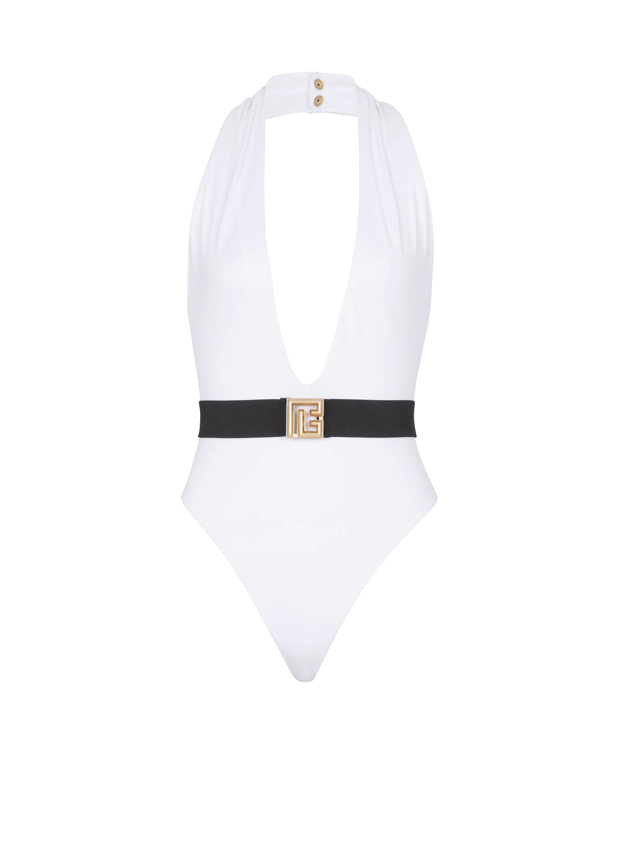 One-piece swimsuit with PB belt