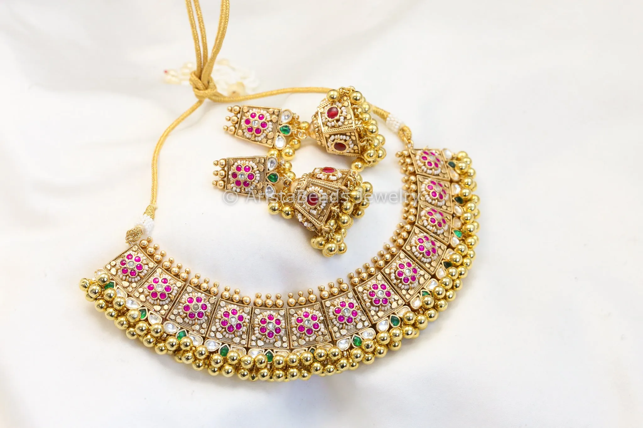 Pachi Kundan Thusi Necklace Set (ABJ-N101-21)