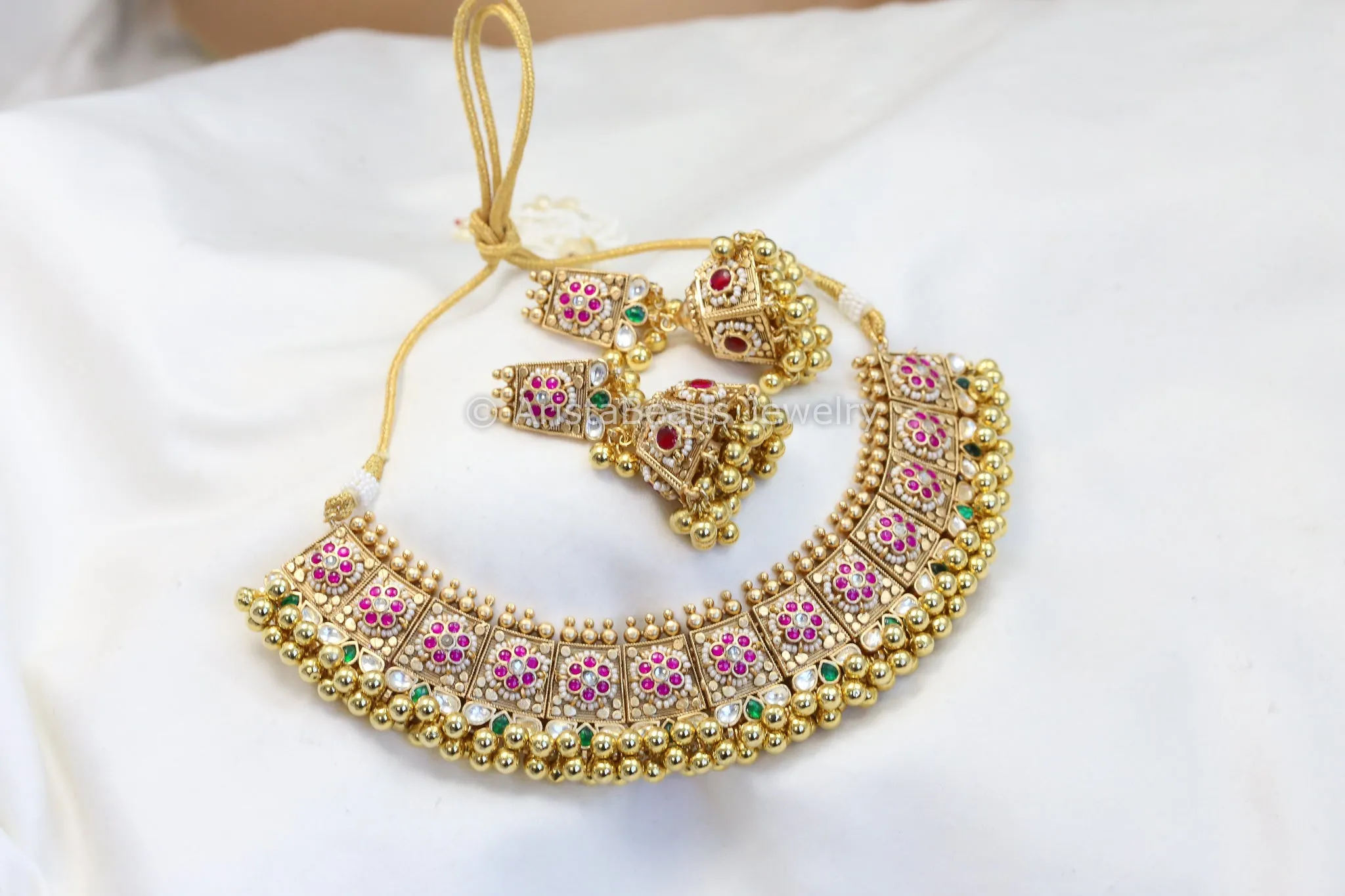 Pachi Kundan Thusi Necklace Set (ABJ-N101-21)