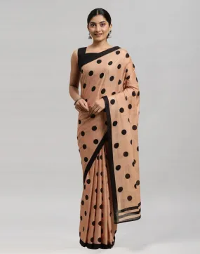 Peach Printed Cotton Saree