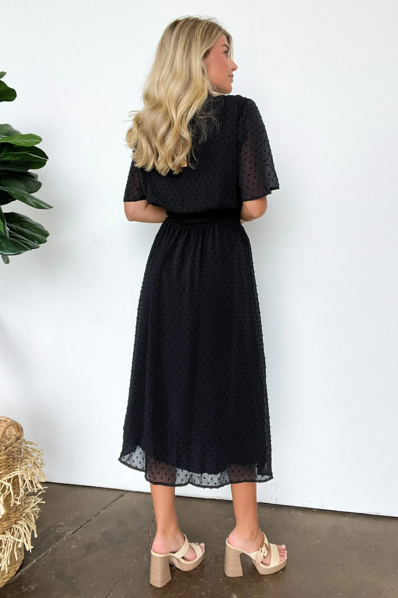 Perfect Destiny Button Up Swiss Dot Maxi Dress