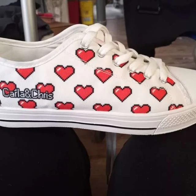 Personalized Pixel Heart 8 Bit Video Game Christmas Gifts Low Top Shoes