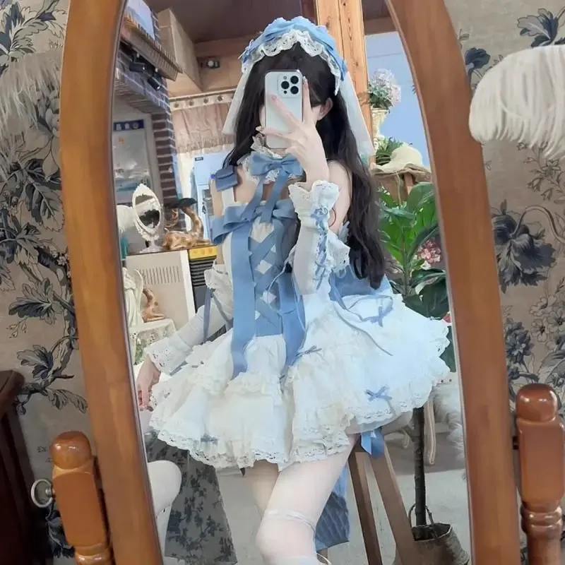 Pink and Blue Bow Lolita Dress