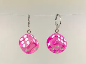 Pink game Dice Earrings