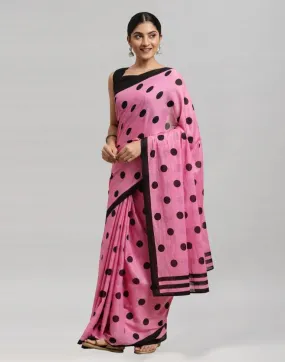 Pink Printed Cotton Saree