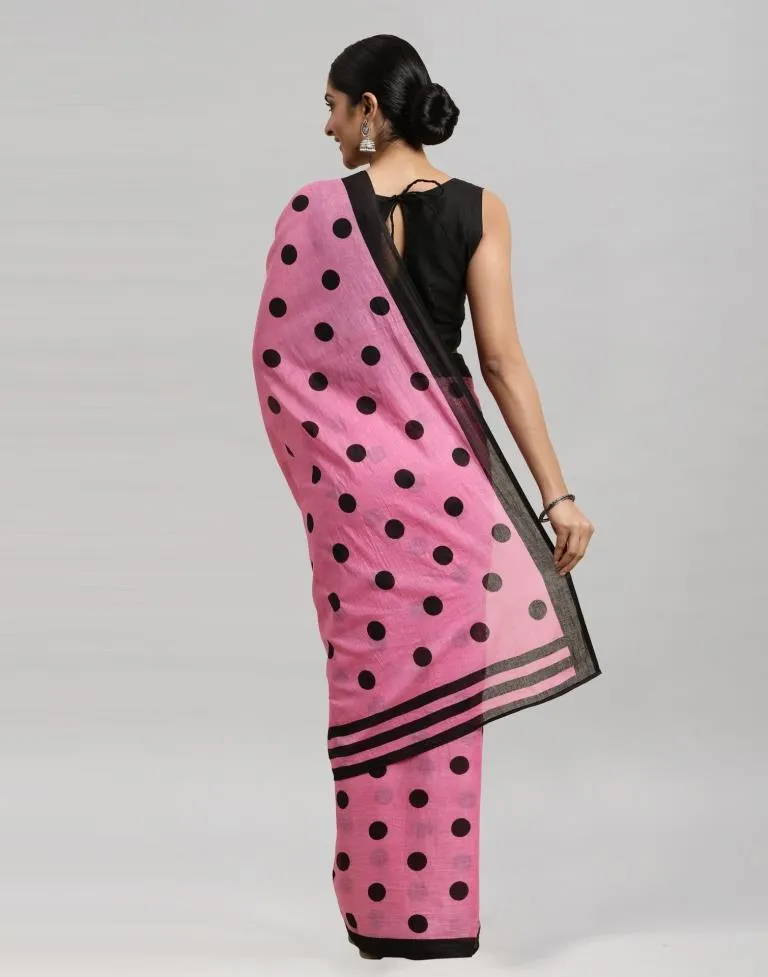 Pink Printed Cotton Saree