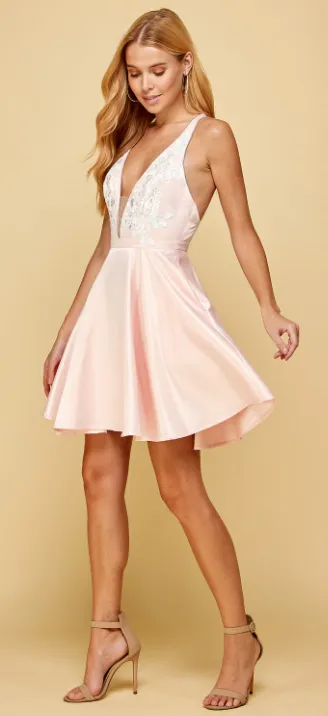 Pink Satin Taffeta Mini Dress