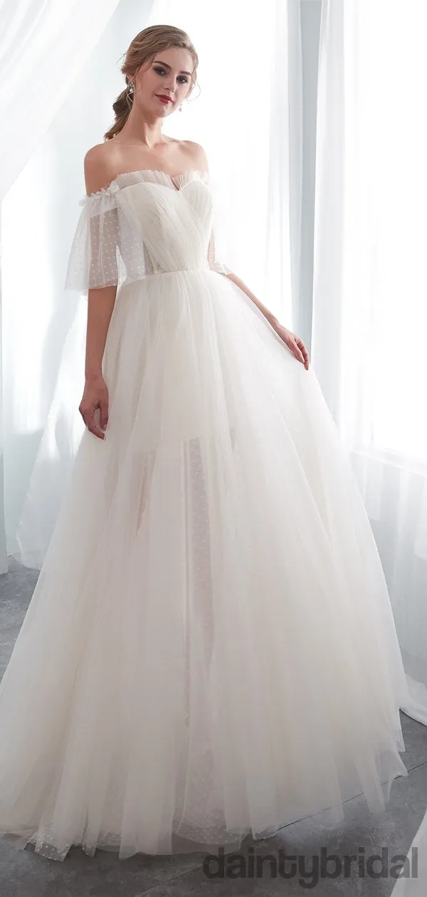 Pretty sweetheart tulle with train straight wedding dress,ball gown.DB1007