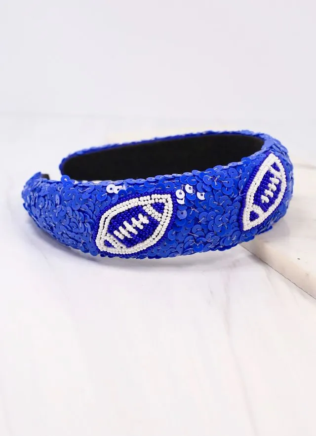 Punt Football Sequin Headband BLUE