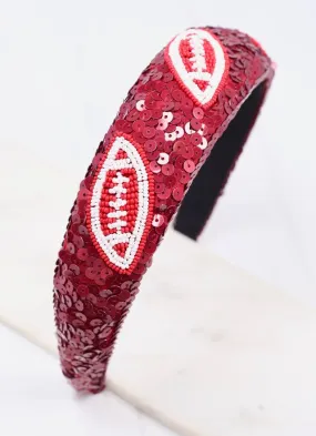 Punt Football Sequin Headband BURGUNDY