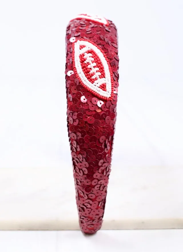 Punt Football Sequin Headband BURGUNDY