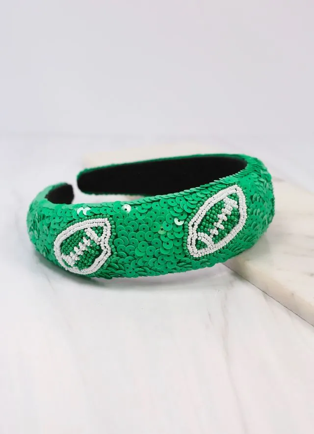 Punt Football Sequin Headband GREEN