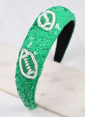 Punt Football Sequin Headband GREEN