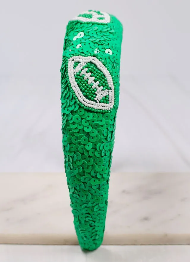 Punt Football Sequin Headband GREEN