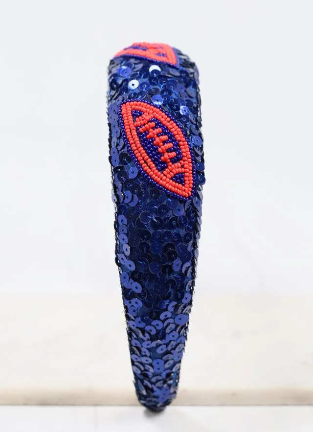 Punt Football Sequin Headband NAVY RED